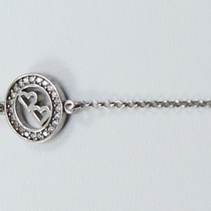 Bracelet silver 925 with two hearts in the circle of life and pearl