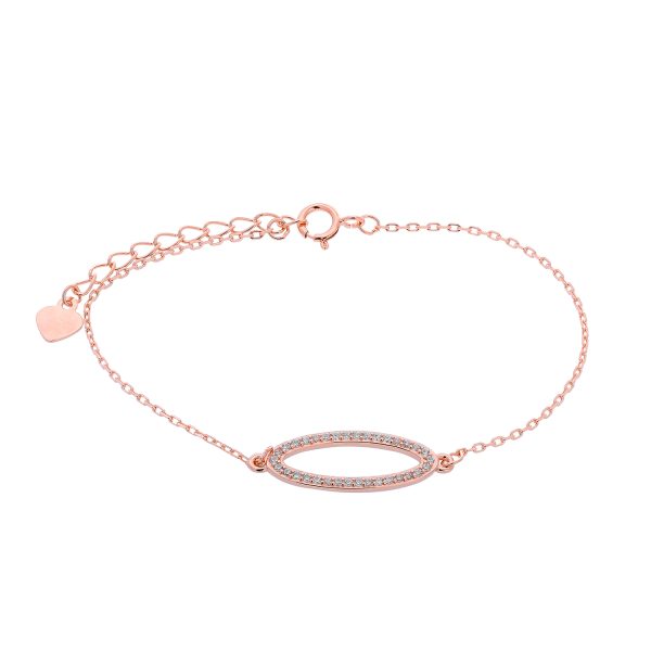 Bracelet with an oval element in rose gold plating