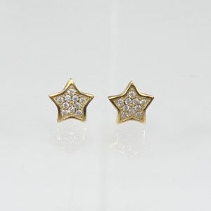 Gold-plated star earrings, silver 925 with zircon