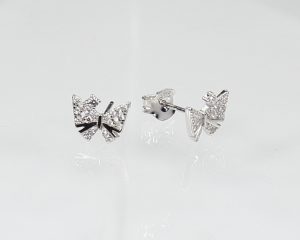 Bow earrings silver 925 with zircon