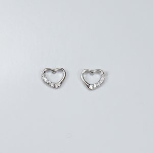 Heart earrings, silver 925 with zircon