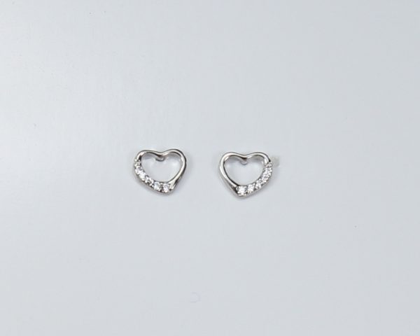 Heart earrings, silver 925 with zircon