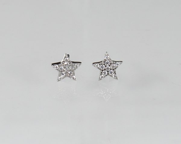 Star earrings, silver 925 with zircon