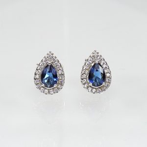 Blue pear earrings, silver 925