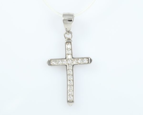 Women's 925 Silver Cross with Small Crystals