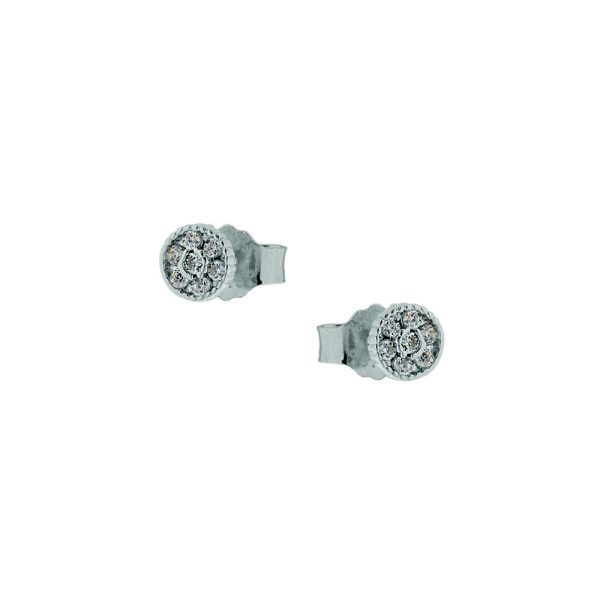 Stud earrings round shape with cubic zirconia CZ