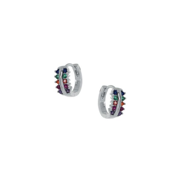 Hoop earrings multicolor cubic zirconia CZ