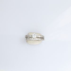 Δακτυλίδι γυναικείο ασημένιο 925 επιροδιομένο. Σετ 2 δακτυλιδιών. Πέτρες ζιργκόν