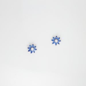 Σκουλαρίκια λουλούδι ασήμι 925 - μπλε ζιργκόν