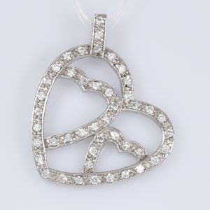 Heart with crown earrings, silver 925 –